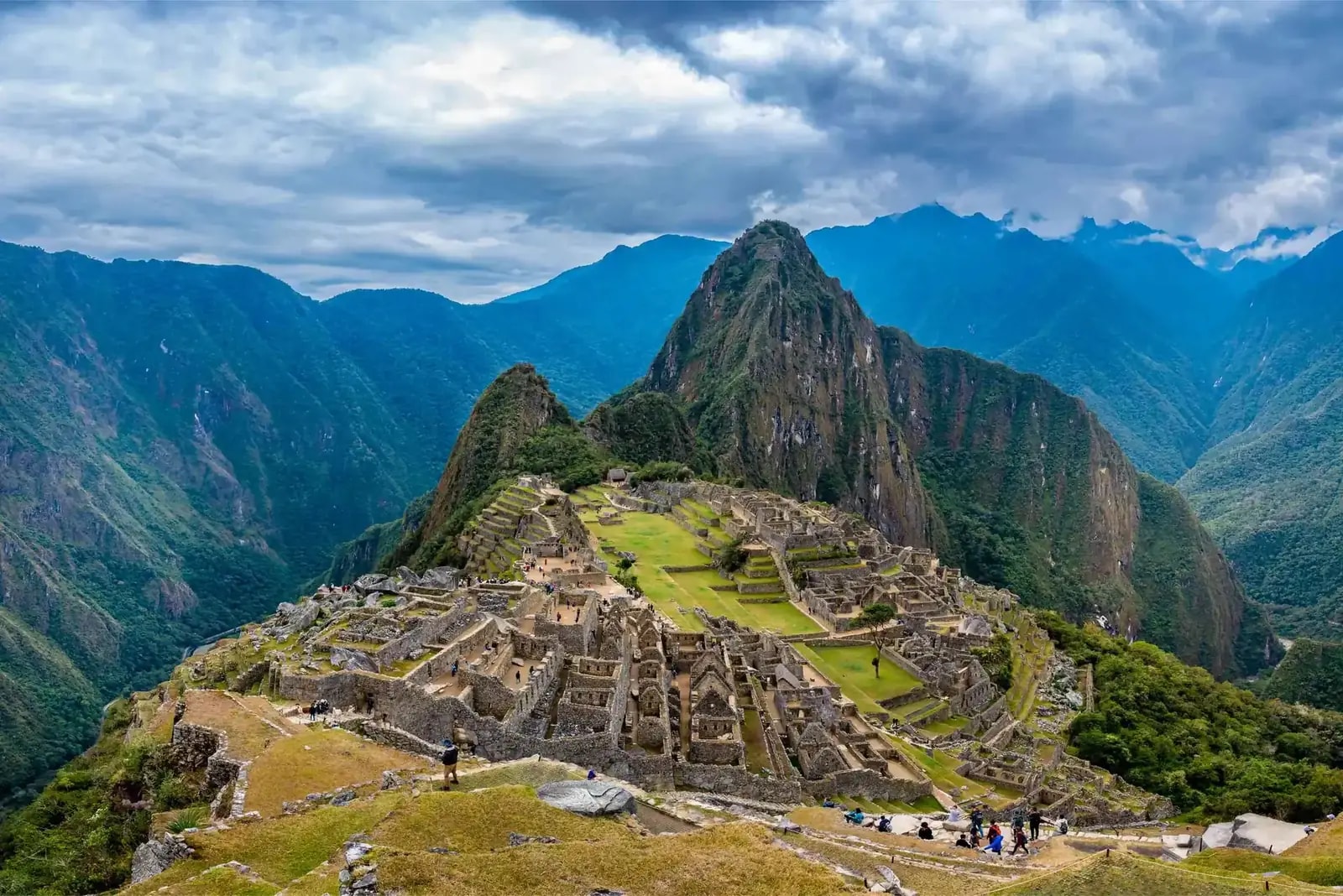 The Machu Picchu citadel below Huayna Picchu in the Andes, Peru