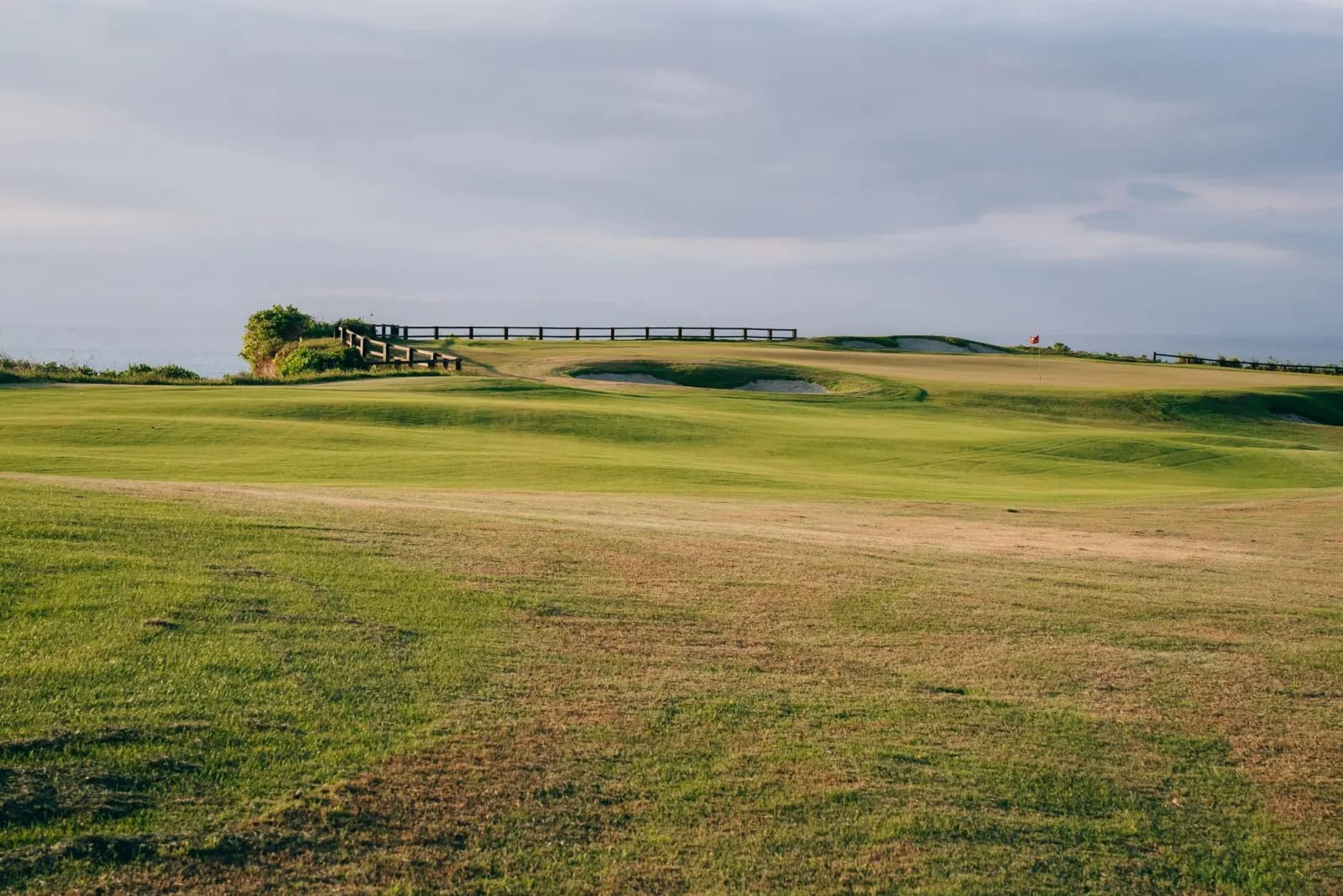 Rolling coastal links fairways beside the sea in Fife, Scotland, near St Andrews